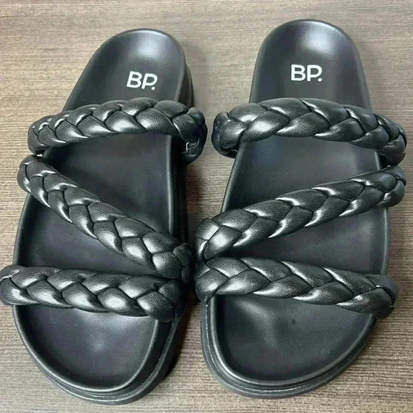 BP Keaton Braided Strap Faux Leather Flat Slide Sandals Womens Size 4 - Picture 4 of 8